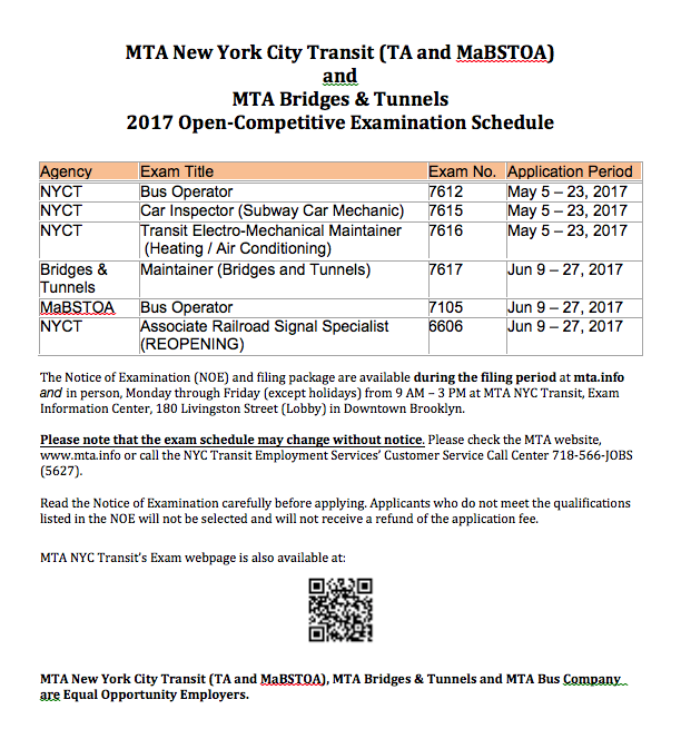 MTA New York City Transit and MTA Bridges & Tunnels Open Competitive