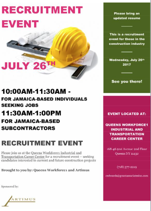 Construction/Contractor Recruitment Event Jamaica 311